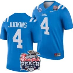 Quinshon Judkins Jersey #4 Ole Miss Rebels Peach Bowl Patch 2024 College Football Blue