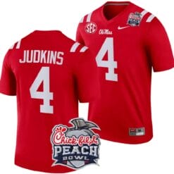 Quinshon Judkins Jersey #4 Ole Miss Rebels Peach Bowl Patch 2024 College Football Red