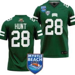 Rickey Hunt Jersey #28 Ohio Bobcats 2023 Myrtle Beach Bowl Patch College Football Green