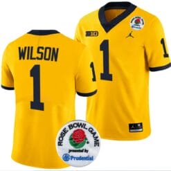 Roman Wilson Jersey #1 Michigan Wolverines Rose Bowl Game 2024 Patch College Football Playoff Maize