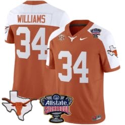 Ricky Williams Jersey #34 Texas Longhorns Sugar Bowl Patch Vapor Football Orange Alternate