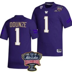 Rome Odunze Jersey #1 Washington Huskies Allstate Sugar Bowl Patch 2024 College Football Purple
