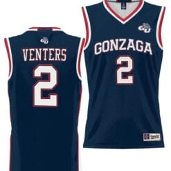 Steele Venters Jersey #2 Gonzaga Bulldogs NIL College Basketball Lightweight Black
