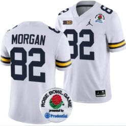 Semaj Morgan Jersey #82 Michigan Wolverines Rose Bowl Game 2024 Patch College Football Playoff White