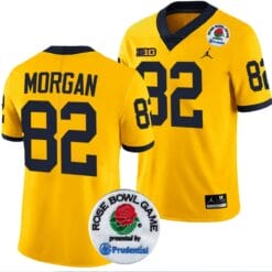Semaj Morgan Jersey #82 Michigan Wolverines Rose Bowl Game 2024 Patch College Football Playoff Maize