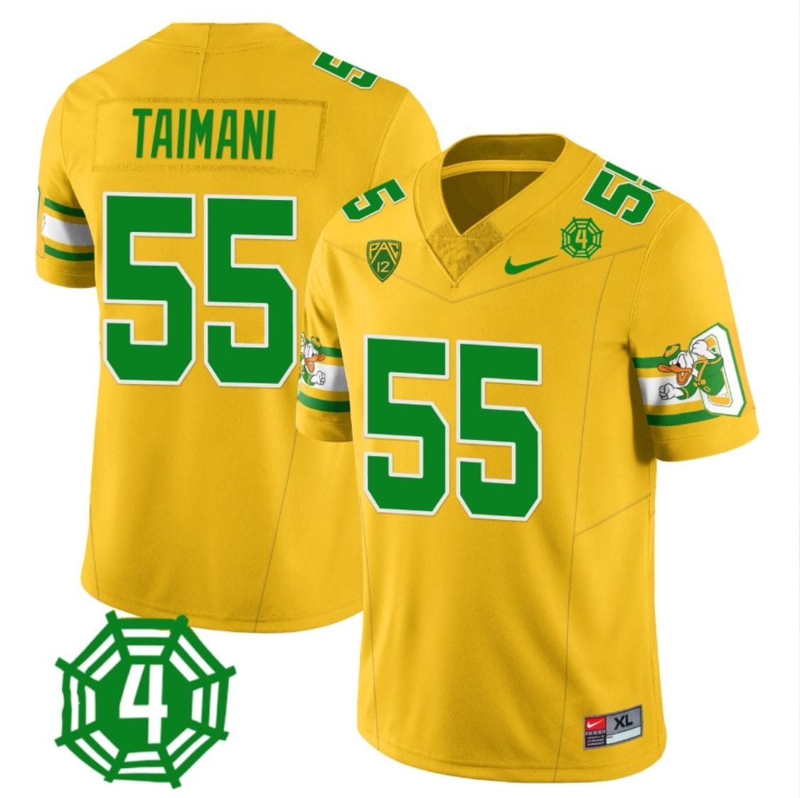 Sam Taimani Jersey #55 Oregon Ducks Honor Spencer Webb Patch Football Yellow