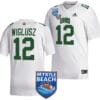 Sam Wiglusz Jersey #12 Ohio Bobcats 2023 Myrtle Beach Bowl Patch MVP Football White