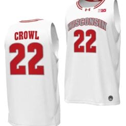 Steven Crowl Jersey #22 Wisconsin Badgers By the Players Basketball 2023-24 White