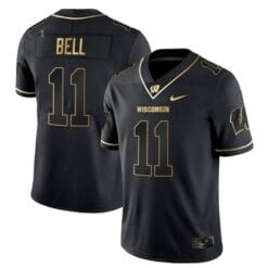 Skyler Bell Jersey #11 Wisconsin Badgers Gold Vapor College Football Black Gold