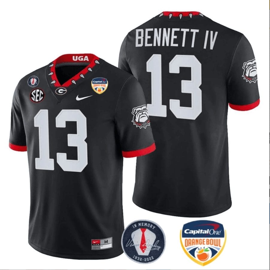 Stetson Bennett Jersey #13 Georgia Bulldogs Orange Bowl Patch Football Stitched Black