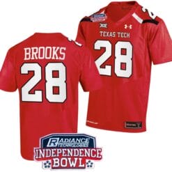 Tahj Brooks Jersey #28 Texas Tech Red Raiders Independence Bowl Patch Football 2023 Red