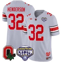 TreVeyon Henderson Jersey #32 Ohio State Buckeyes Good Year Cotton Bowl Patch Football Gray