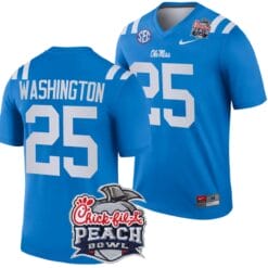 Trey Washington Jersey #25 Ole Miss Rebels Peach Bowl Patch 2024 College Football Blue