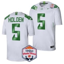 Traeshon Holden Jersey #5 Oregon Ducks Fiesta Bowl Patch 2024 Football White