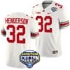 TreVeyon Henderson Jersey #32 Ohio State Buckeyes Cotton Bowl Patch 2023 Football White