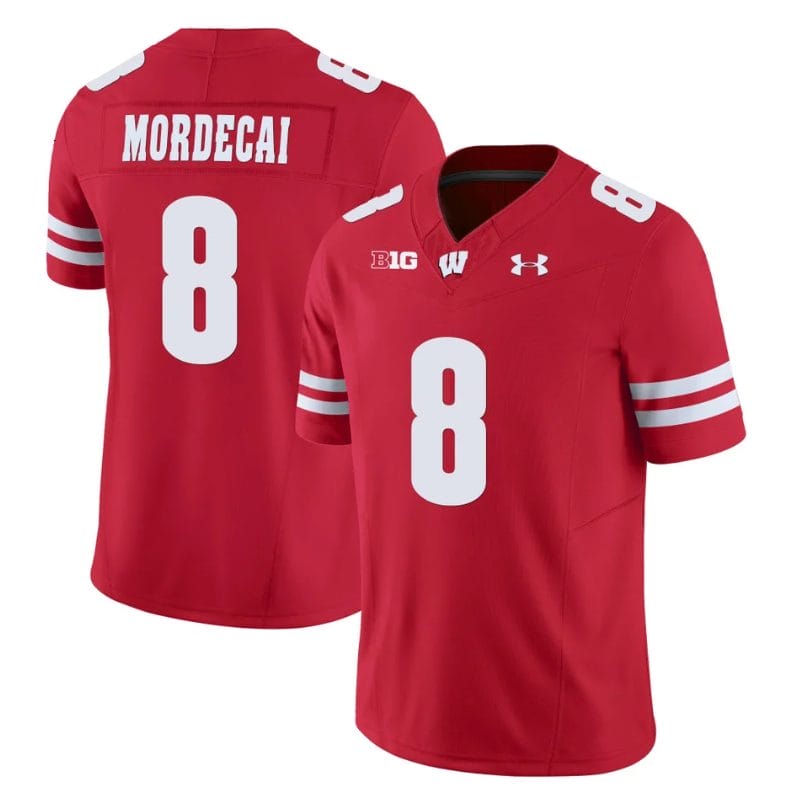 Tanner Mordecai Jersey #8 Wisconsin Badgers Vapor Limited College Football Red