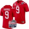 Tre Harris Jersey #9 Ole Miss Rebels Peach Bowl Patch 2024 College Football Red