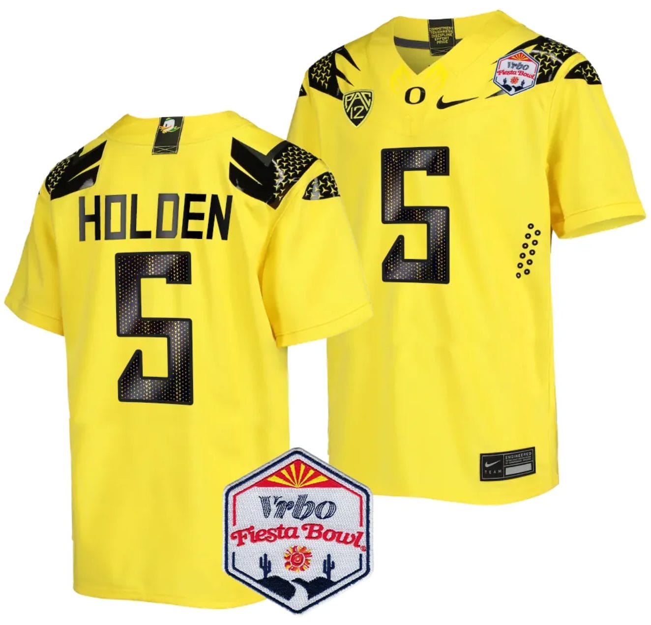 Traeshon Holden Jersey #5 Oregon Ducks Fiesta Bowl Patch 2024 Football Yellow