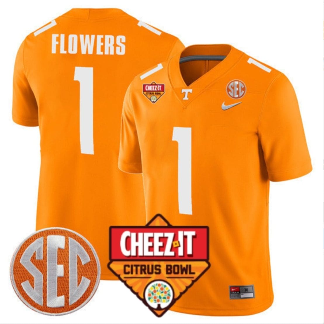 Trevon Flowers Jersey #1 Tennessee Volunteers Football Cheez It Citrus Bowl Patch Orange