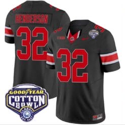 TreVeyon Henderson Jersey #32 Ohio State Buckeyes Cotton Bowl Patch Vapor Football Black