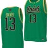 Tae Davis Jersey #13 Notre Dame Fighting Irish Basketball uniform Green