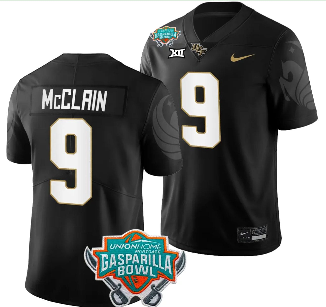 Timmy McClain Jersey #9 UCF Knights 2023 Gasparilla Bowl Patch Football Black