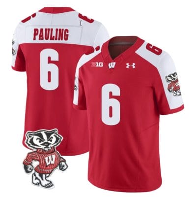 Will Pauling Jersey #6 Wisconsin Badgers Vapor Limited College Football Red Alternate