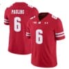 Will Pauling Jersey #6 Wisconsin Badgers Vapor Limited College Football Red