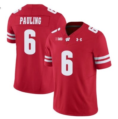 Will Pauling Jersey #6 Wisconsin Badgers Vapor Limited College Football Red