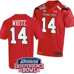Xavier White Jersey #14 Texas Tech Red Raiders Independence Bowl Patch Football 2023 Red