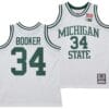 Xavier Booker Jersey #34 Michigan State Spartans 125th Basketball Anniversary 1990 Throwback White