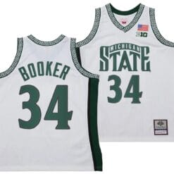 Xavier Booker Jersey #34 Michigan State Spartans 125th Basketball Anniversary 1999 Throwback White