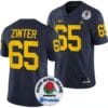 Zak Zinter Jersey #65 Michigan Wolverines Rose Bowl Game 2024 Patch College Football Playoff Navy