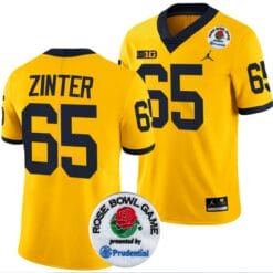 Zak Zinter Jersey #65 Michigan Wolverines Rose Bowl Game 2024 Patch College Football Playoff Maize
