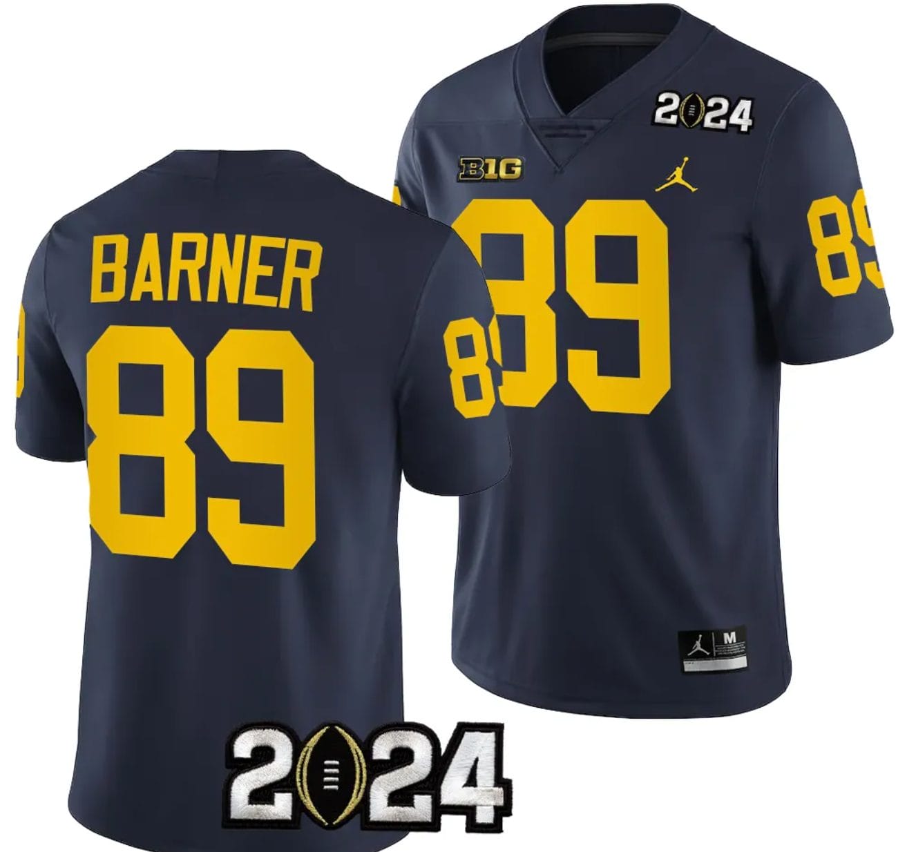 AJ Barner Jersey #89 Michigan Wolverines 2024 Football National Championship Playoff Navy