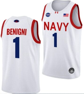 Austin Benigni Jersey #1 Navy Midshipmen NASA-Themed Basketball uniform 2023-24 White