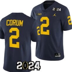 Blake Corum Jersey #2 Michigan Wolverines 2024 Football National Championship Playoff Navy