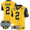 Blake Corum Jersey #2 Michigan Wolverines Vapor Limited Football 2024 National Champions Patch Navy Sleeves