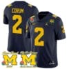 Blake Corum Jersey #2 Michigan Wolverines 1000 Wins Rose Bowl Big Ten Champs Patch Navy