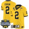 Blake Corum Jersey #2 Michigan Wolverines Vapor Limited Football 2024 National Champions Patch Maize