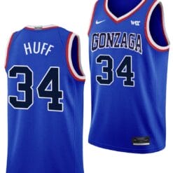 Braden Huff Jersey #34 Gonzaga Bulldogs Throwback Basketball uniform 2023-24 Blue