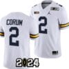 Blake Corum Jersey #2 Michigan Wolverines 2024 Football National Championship Playoff White