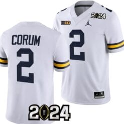 Blake Corum Jersey #2 Michigan Wolverines 2024 Football National Championship Playoff White
