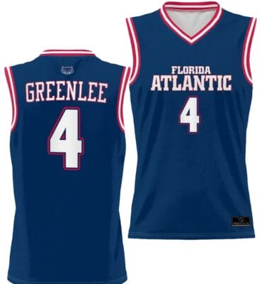 Bryan Greenlee Jersey #4 FAU Owls Full Sublimated Alternate Basketball Navy
