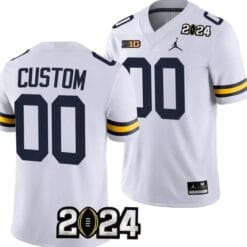 Custom Michigan Wolverines Jersey Name and Number 2024 Football National Championship Playoff White