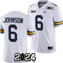 Cornelius Johnson Jersey #6 Michigan Wolverines 2024 Football National Championship Playoff White