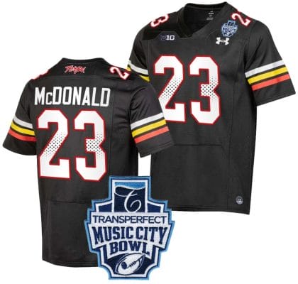 Colby McDonald Jersey #23 Maryland Terrapins 2023 Music City Bowl Patch Football Black