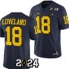 Colston Loveland Jersey #18 Michigan Wolverines 2024 Football National Championship Playoff Navy