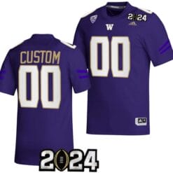 Custom Washington Huskies Jersey Name and Number 2024 College Football Playoff National Championship Purple
