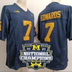 Donovan Edwards Jersey #7 Michigan Wolverines Football 2023 National Champions Patch Navy